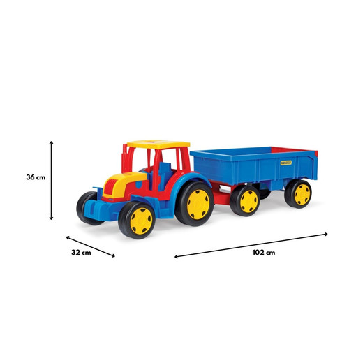 Giant Tractor and Trailer Set 120cm, assorted colours, 12m+