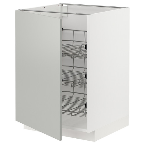 METOD Base cabinet with wire baskets, white/Havstorp light grey, 60x60 cm