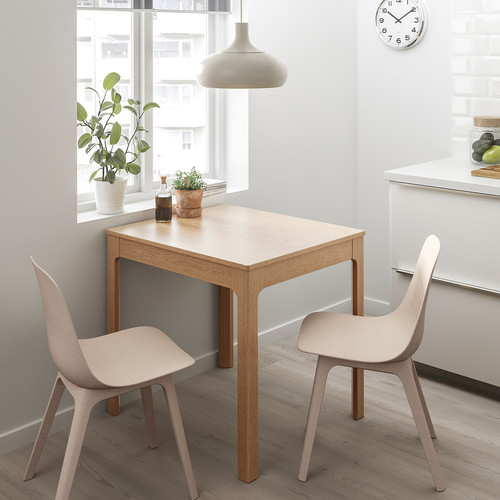 EKEDALEN / ODGER Table and 2 chairs, oak/white beige, 80/120 cm