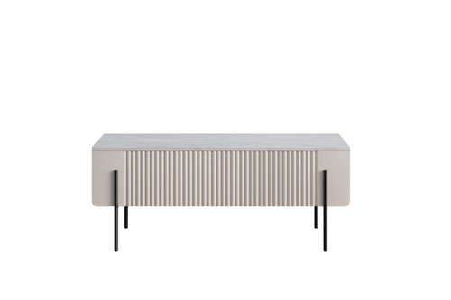 Coffee Table with Drawers Malmi 100 cm, cashmere, crema bianca, black legs