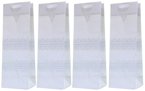 Gift Bag Bottle Bag 12x36x10, 12pcs, assorted patterns, white