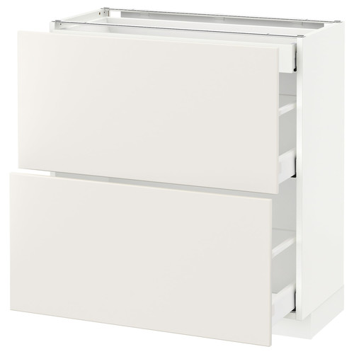 METOD / MAXIMERA Base cab with 2 fronts/3 drawers, white/Veddinge white, 80x37 cm