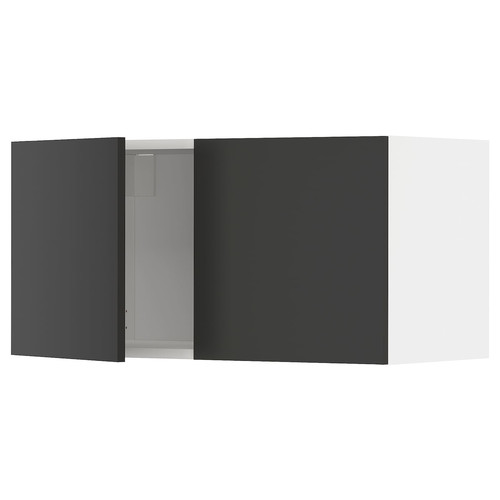 METOD Wall cabinet with 2 doors, white/Nickebo matt anthracite, 80x40 cm