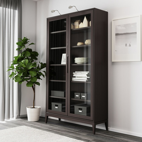 REGISSÖR Glass-door cabinet, brown, 118x203 cm