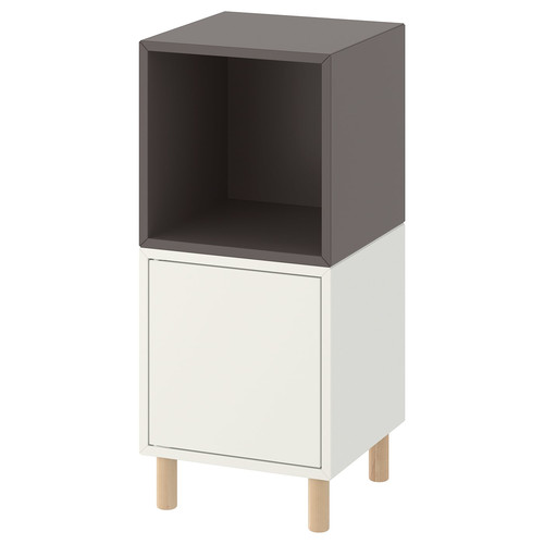 EKET Cabinet combination with legs, white dark grey/wood, 35x35x80 cm