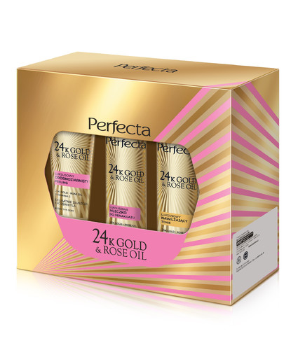 PERFECTA 24K Gold & Rose Oil Gift Set (Fine Grained Peel & Cleansing Milk & Toner)