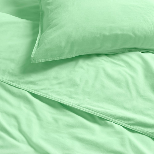 ÄNGSLILJA Duvet cover and pillowcase, light green, 150x200/50x60 cm