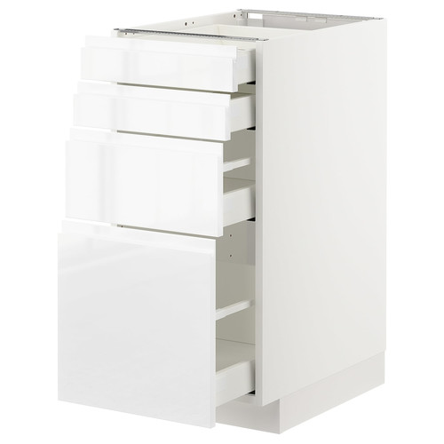 METOD / MAXIMERA Base cab 4 frnts/4 drawers, white/Voxtorp high-gloss/white, 40x60 cm