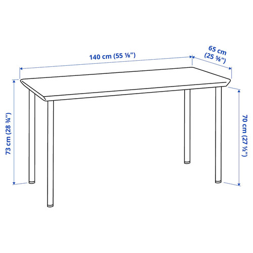 ANFALLARE / ADILS Desk, bamboo/dark grey, 140x65 cm