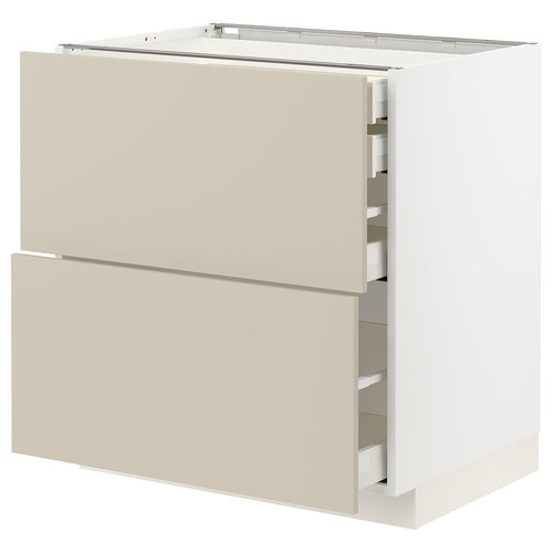 METOD / MAXIMERA Base cb 2 frnts/2 low/1 md/1 hi drw, white/Havstorp beige, 80x60 cm