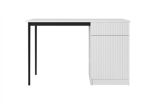 Desk with Drawer Nicole 120 cm, matt white, black legs