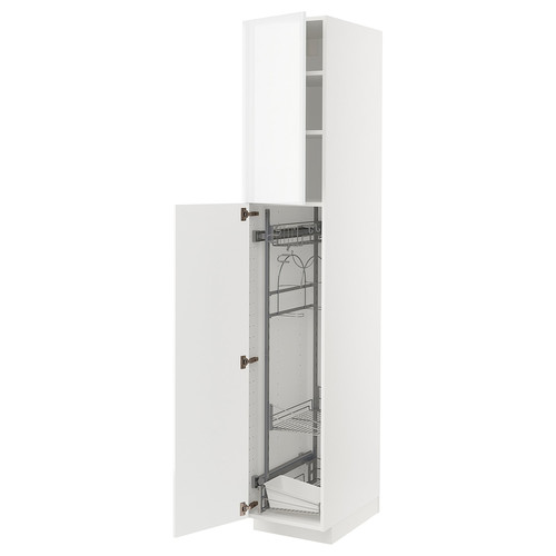 METOD High cabinet with cleaning interior, white/Ringhult light grey, 40x60x220 cm