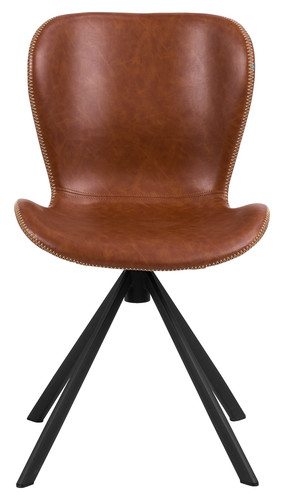 Leather Dining Chair Batilda Retro cross, brandy/black