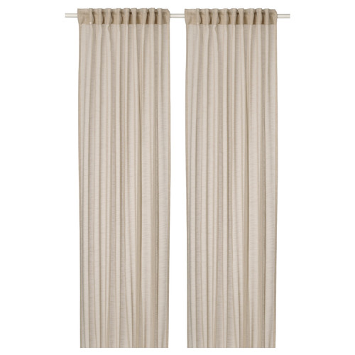 HÄLLEBRÄCKA Sheer curtains, 1 pair, light beige, 145x300 cm