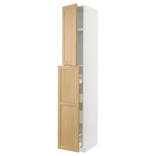 METOD / MAXIMERA Hc w p-o func 1dr/4drw, white/Forsbacka oak, 40x60x240 cm