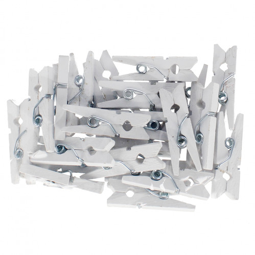 Wooden Mini Clips 25pcs, white