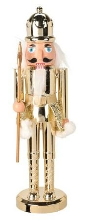 Nutcracker Christmas Decoration 28cm, crown, gold