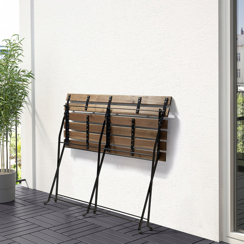 TÄRNÖ Bench, outdoor, foldable black/light brown stained