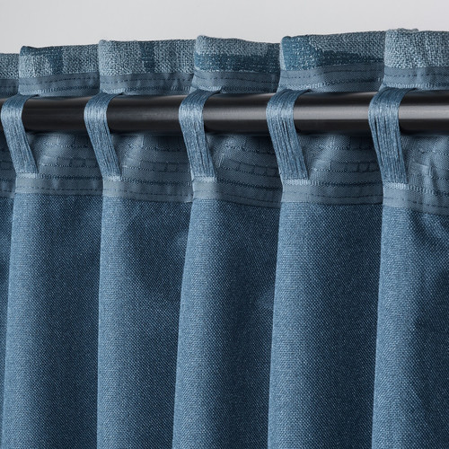 LÖNNSTÄVMAL Block-out curtains, 1 pair, blue, 145x300 cm