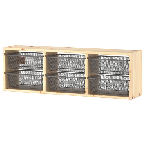 TROFAST Wall storage, light white stained pine/dark grey, 93x21x30 cm