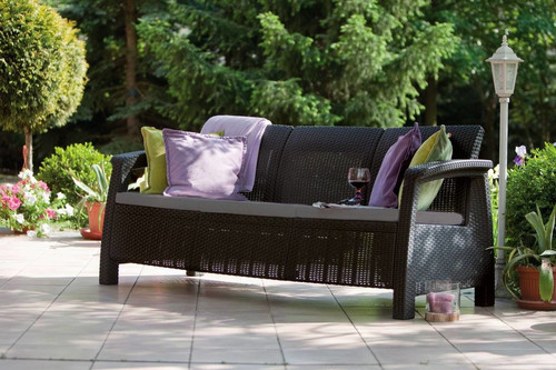 Garden Bench CORFU Max Love 3-seat, graphite