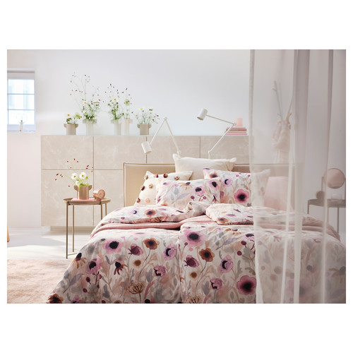 LÖNNHÖSTMAL Duvet cover and pillowcase, multicolour/floral pattern, 150x200/50x60 cm