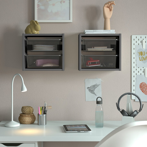 TROFAST Wall storage, grey/dark grey, 34x21x30 cm