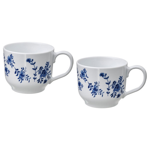 ENTUSIASM Jumbo cup, patterned/white blue, 50 cl, 2 pack