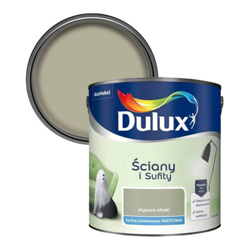 Dulux Walls & Ceilings Matt Latex Paint 2.5l stylish khaki