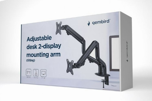 Gembird Adjustable Desk 2-display Mounting Arm, tilting, 17-32" 8kg