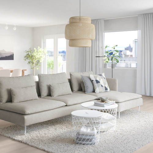 SÖDERHAMN 4-seat sofa, with chaise longue and open end, Viarp beige/brown