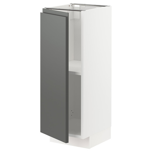 METOD Base cabinet with shelves, white/Voxtorp dark grey, 30x37 cm