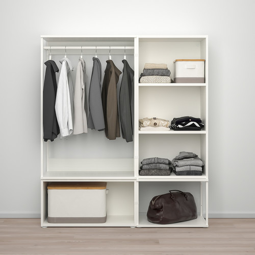 PLATSA Wardrobe with 3 doors, white, Fonnes white, 140x42x161 cm