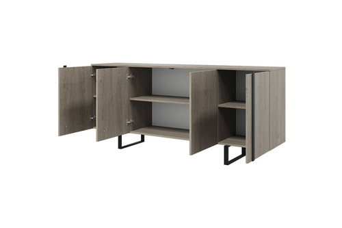 Four-Door Cabinet Verica 200cm, biscuit oak/black legs