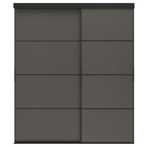 SKYTTA / MEHAMN Sliding door combination, black/double sided dark grey, 177x205 cm