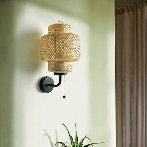 SINNERLIG Wall lamp, wired-in installation, bamboo/handmade