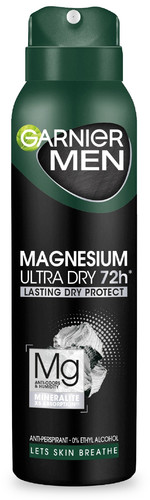 Garnier Men Deodorant Spray Magnesium Ultra Dry 72h - Lasting Dry Protect 150ml