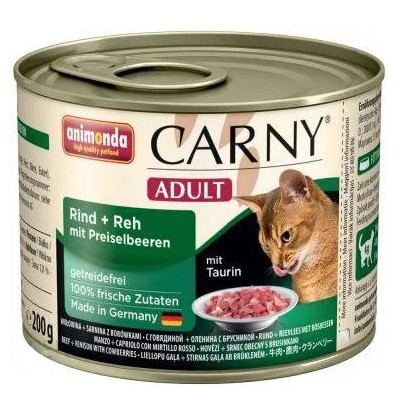 Animonda Carny Adult Cat Food Beef & Venison with Cowberries 200g