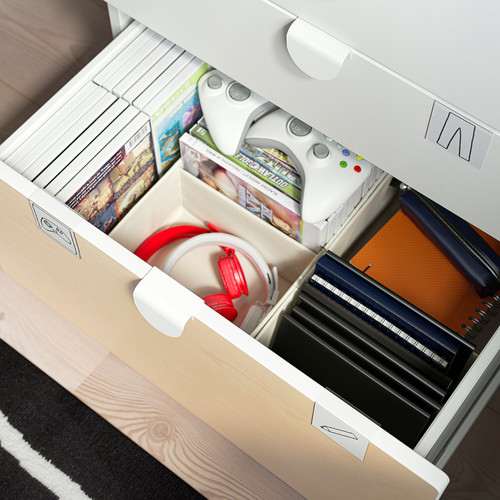 SMÅSTAD / PLATSA Chest of 3 drawers, white/birch, 60x42x63 cm