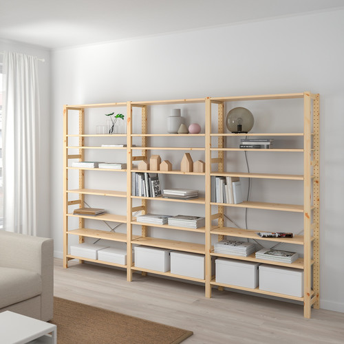 IVAR 3 sections/shelves, pine, 259x30x179 cm