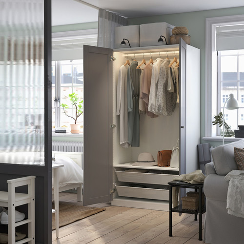 PAX / GULLABERG Wardrobe combination, white/grey, 100x60x201 cm