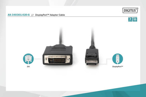 Assmann DisplayPort 1.1a Cable 2m DP/DVI-D(24+1) M/M