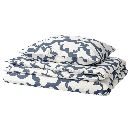 EKPURPURMAL Duvet cover and pillowcase, white blue/cloud, 150x200/50x60 cm