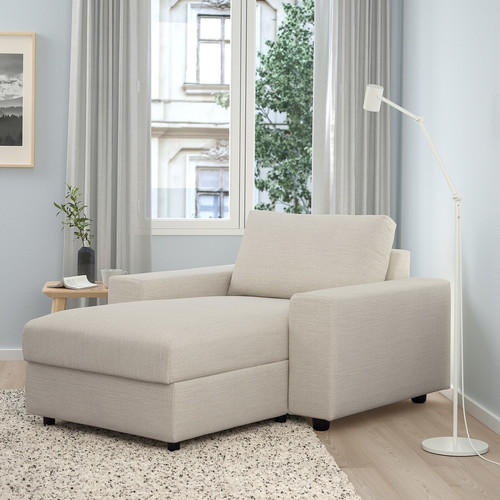 VIMLE Chaise longue, with wide armrests/Gunnared beige
