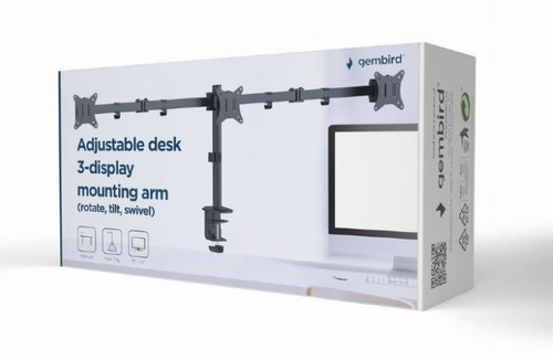 Gembird Adjustable Desk 3-display Mounting Arm, rotate, tilt, swivel, 17-27" 7kg