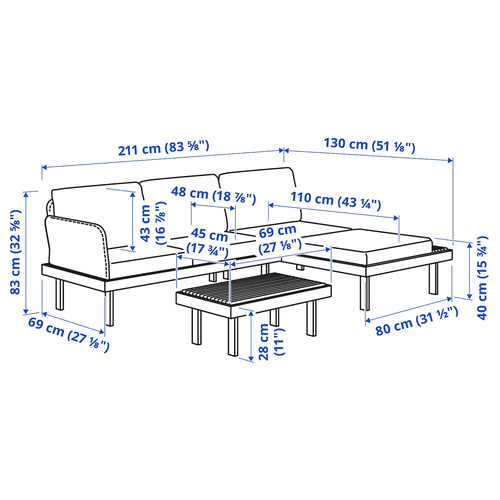 REVSKÄR 3-seat conversation set, outdoor anthracite/Frösön/Duvholmen dark grey