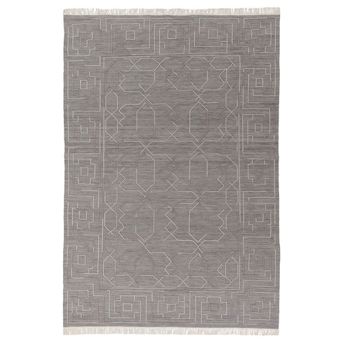 TÅRGRÄS Rug, flatwoven, dark grey/handmade, 170x240 cm