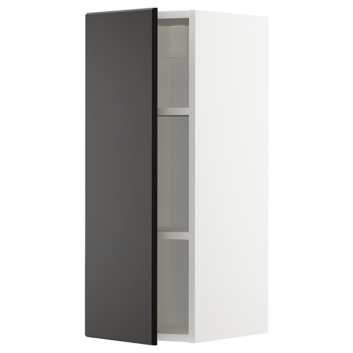 METOD Wall cabinet with shelves, white/Kungsbacka anthracite, 30x80 cm