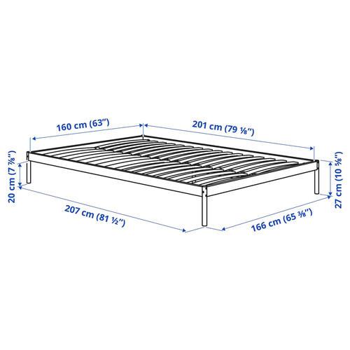 VEVELSTAD Bed frame with 2 headboards, white/Tolkning rattan, 160x200 cm