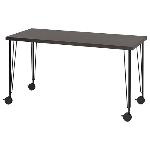 LAGKAPTEN / KRILLE Desk, black-brown/black, 140x60 cm